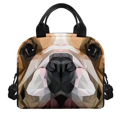 Geometric English Bulldog Print Insulated Lunch Bag