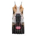Geometric English Bulldog Print Jersey Midi Cami Dress