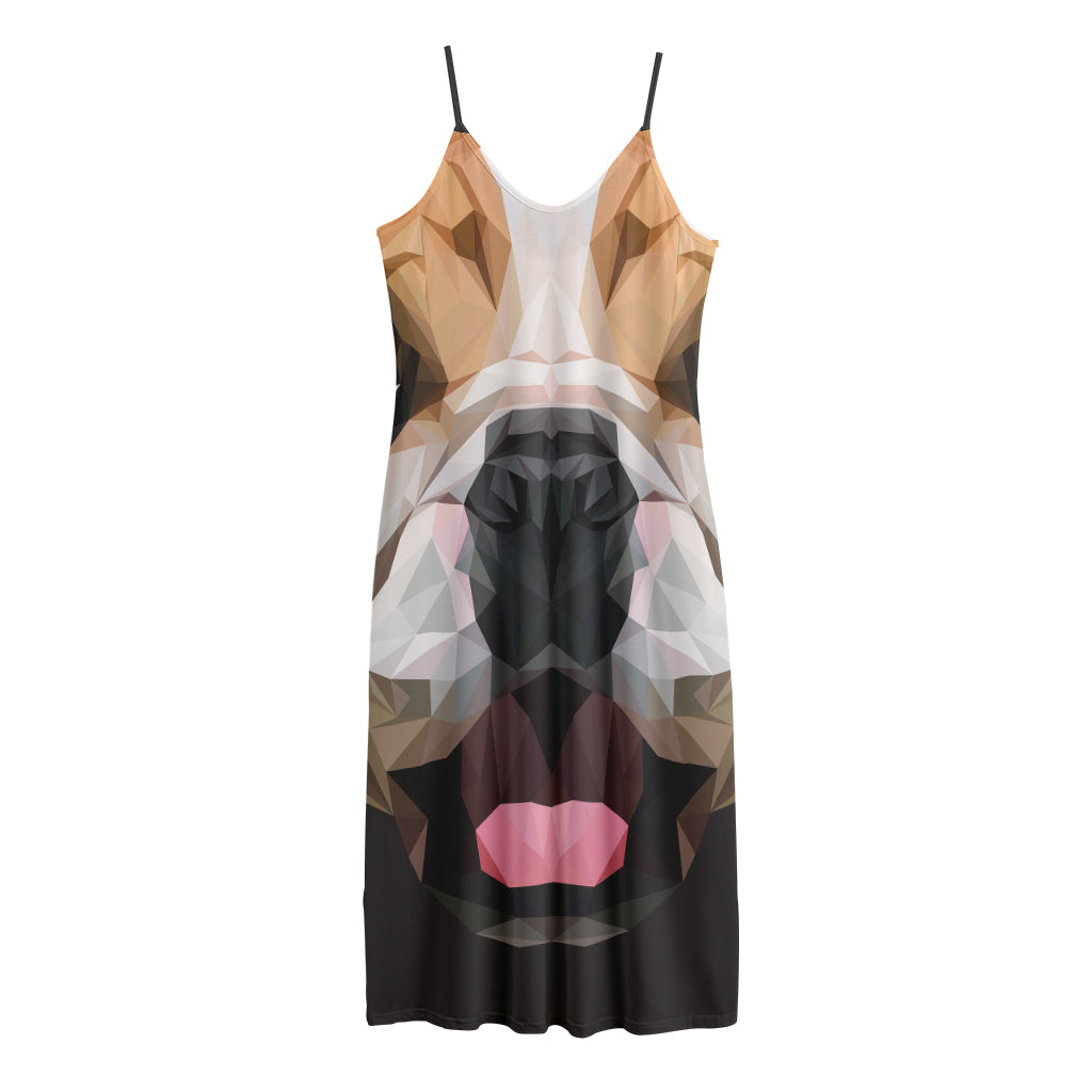 Geometric English Bulldog Print Jersey Midi Cami Dress