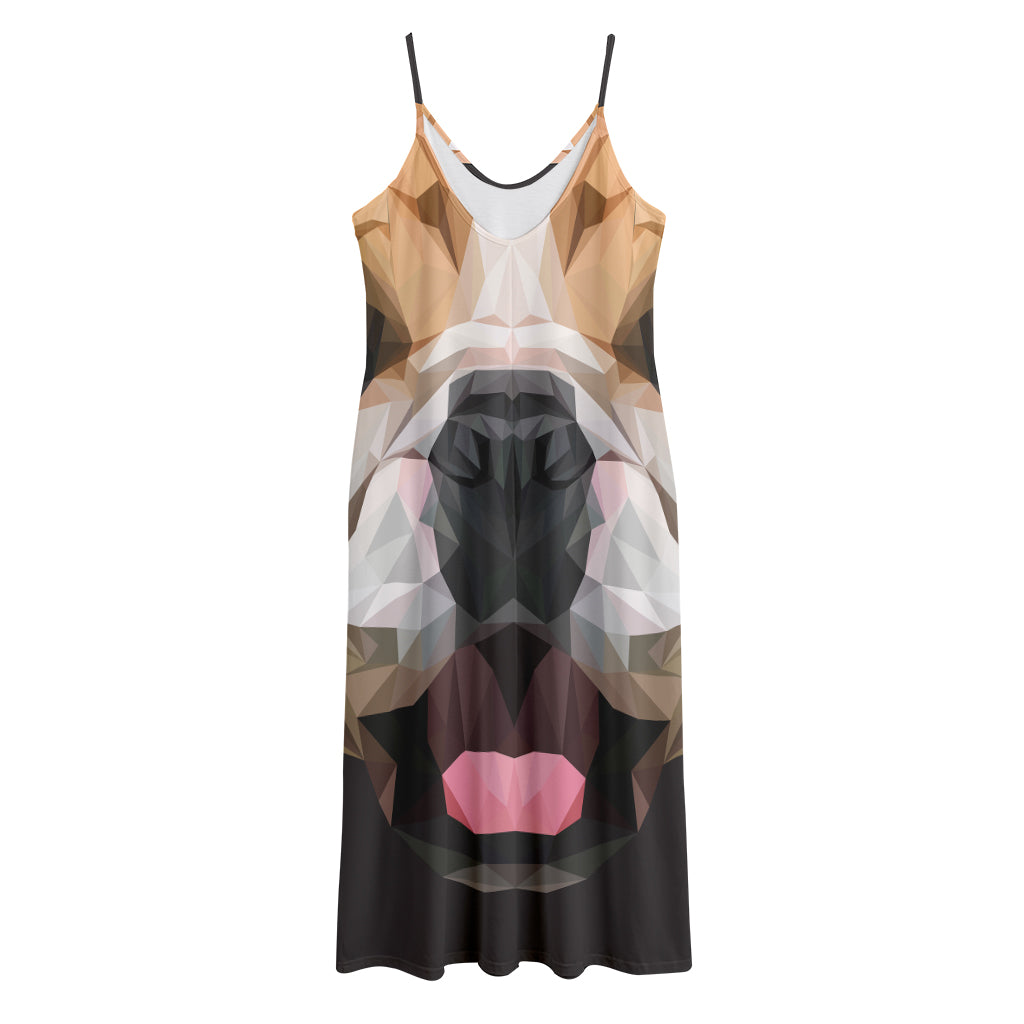 Geometric English Bulldog Print Jersey Midi Cami Dress