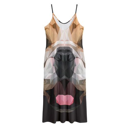 Geometric English Bulldog Print Jersey Midi Cami Dress
