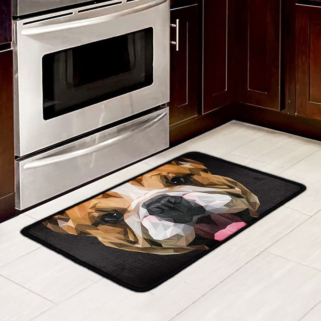 Geometric English Bulldog Print Kitchen Mat