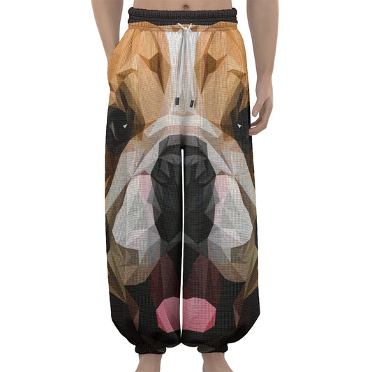Geometric English Bulldog Print Lantern Pants