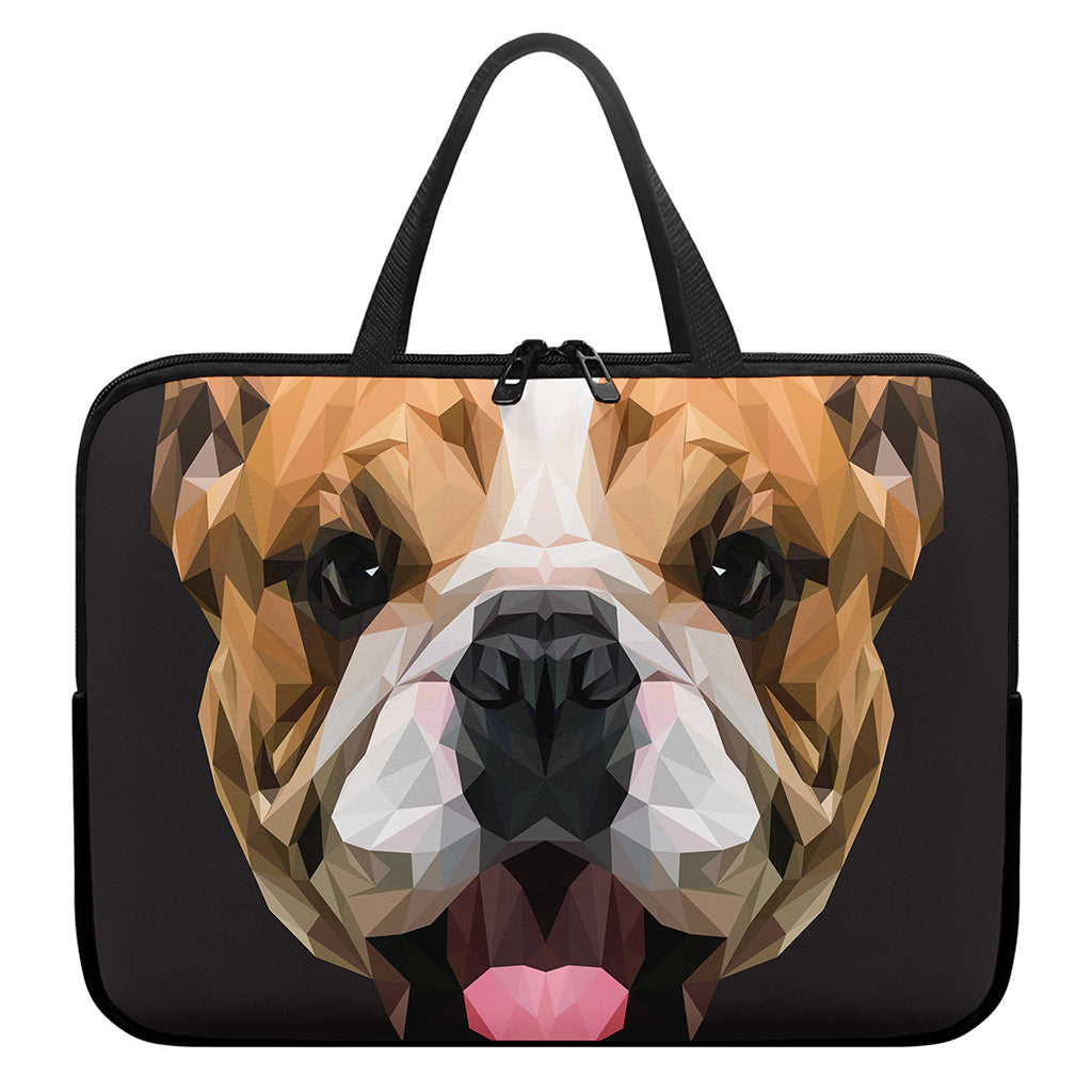 Geometric English Bulldog Print Laptop Sleeve With Handle