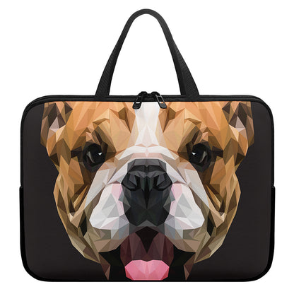 Geometric English Bulldog Print Laptop Sleeve With Handle