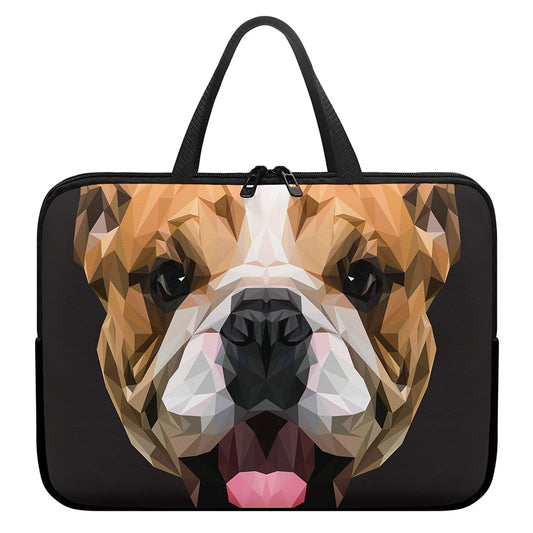 Geometric English Bulldog Print Laptop Sleeve With Handle