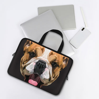 Geometric English Bulldog Print Laptop Sleeve With Handle