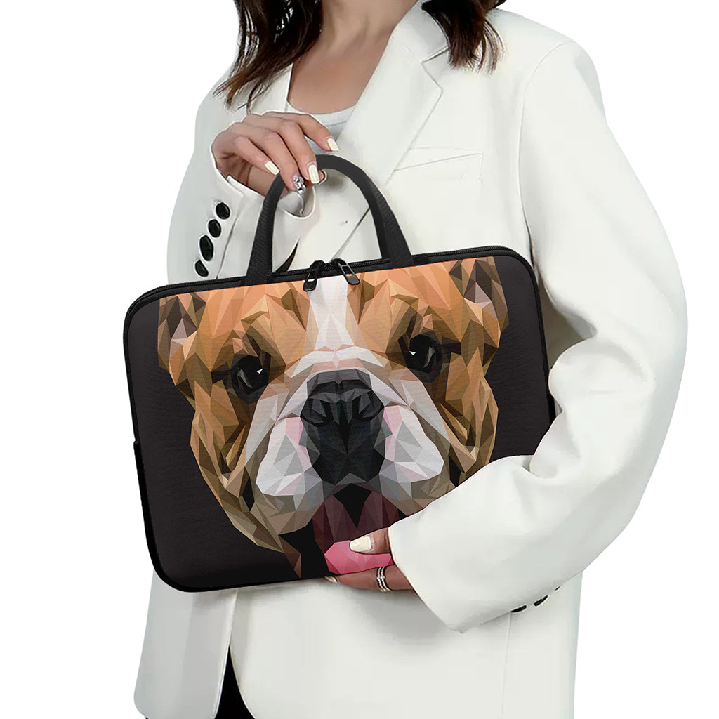 Geometric English Bulldog Print Laptop Sleeve With Handle