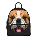 Geometric English Bulldog Print Leather Backpack