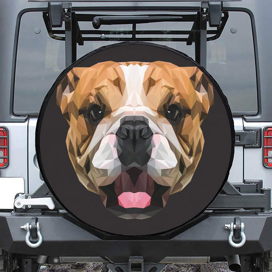 Geometric English Bulldog Print Leather Spare Tire Cover