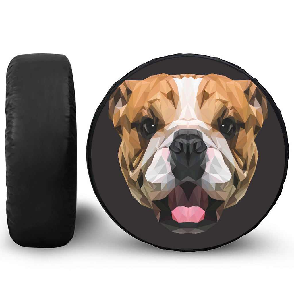 Geometric English Bulldog Print Leather Spare Tire Cover