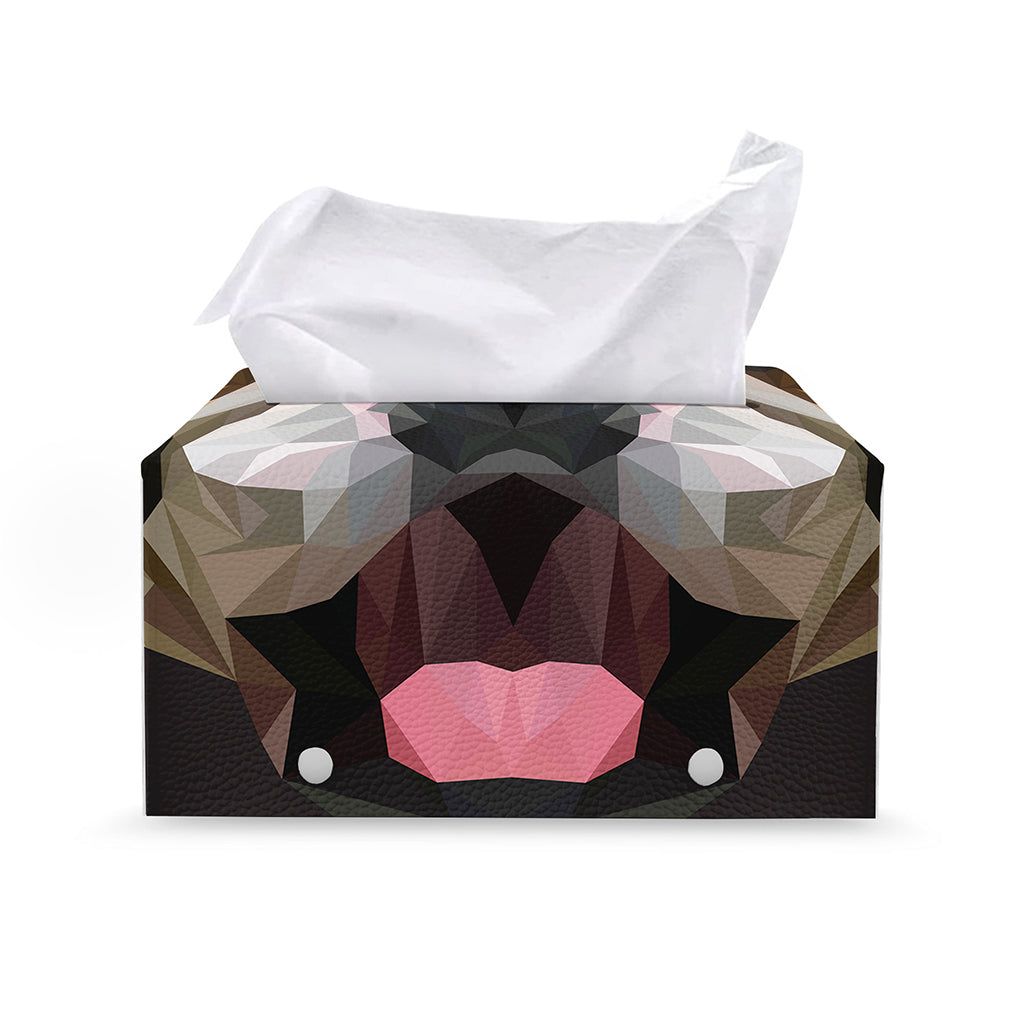 Geometric English Bulldog Print Leather Tissue Box Cover