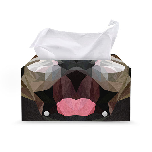 Geometric English Bulldog Print Leather Tissue Box Cover