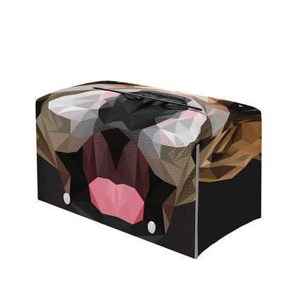 Geometric English Bulldog Print Leather Tissue Box Cover