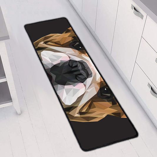 Geometric English Bulldog Print Long Kitchen Mat