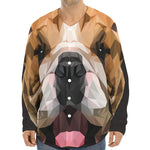 Geometric English Bulldog Print Long Sleeve Baseball Jersey