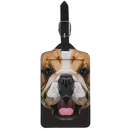 Geometric English Bulldog Print Luggage Tag