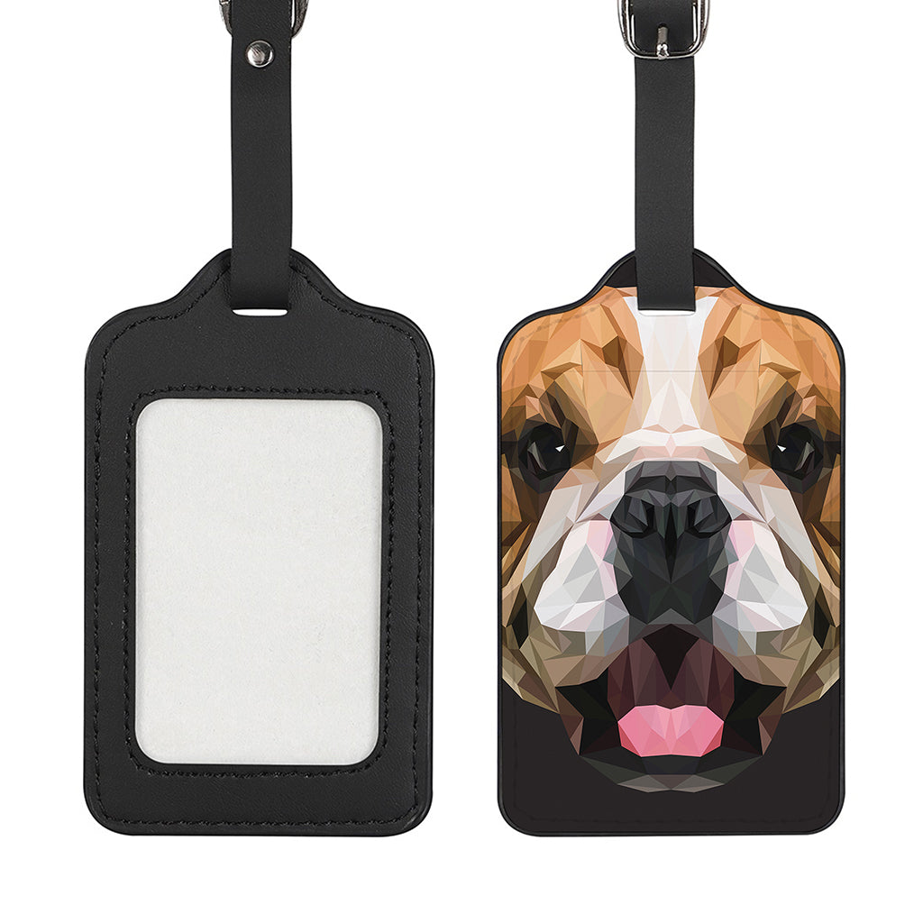 Geometric English Bulldog Print Luggage Tag