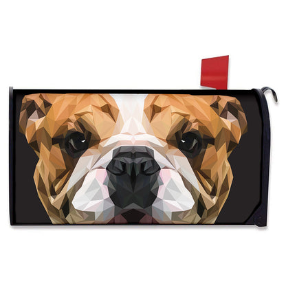 Geometric English Bulldog Print Mailbox Cover