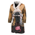 Geometric English Bulldog Print Men's Bathrobe