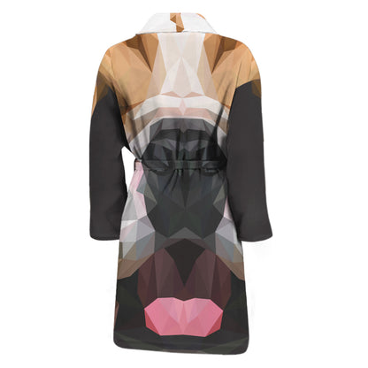 Geometric English Bulldog Print Men's Bathrobe