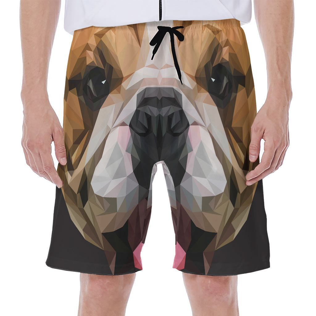 Geometric English Bulldog Print Men's Beach Shorts