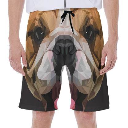 Geometric English Bulldog Print Men's Beach Shorts