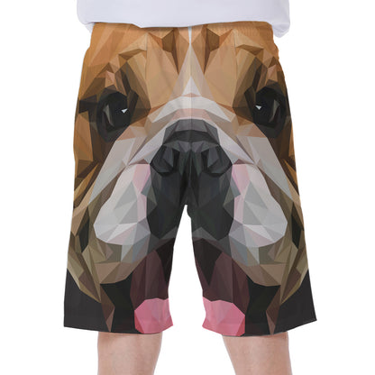 Geometric English Bulldog Print Men's Beach Shorts