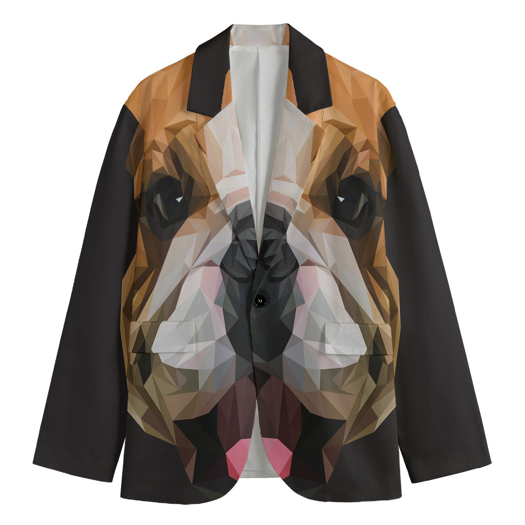 Geometric English Bulldog Print Men's Blazer