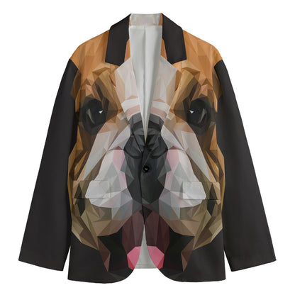 Geometric English Bulldog Print Men's Blazer