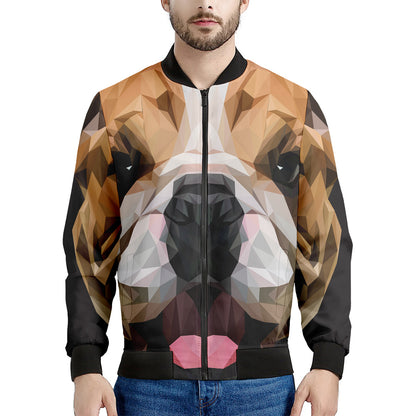 Geometric English Bulldog Print Men's Bomber Jacket