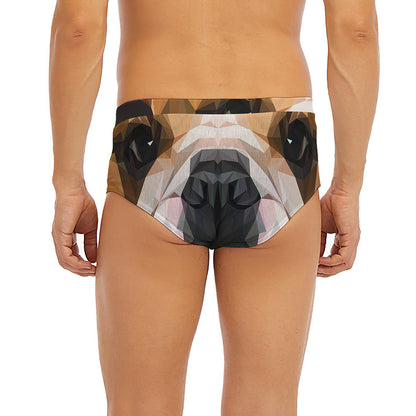 Geometric English Bulldog Print Men's Briefs