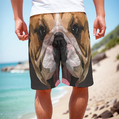 Geometric English Bulldog Print Men's Cargo Shorts