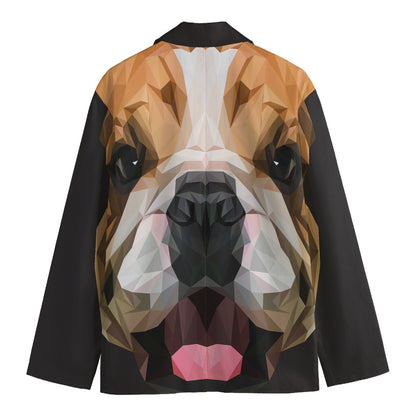 Geometric English Bulldog Print Men's Cotton Blazer