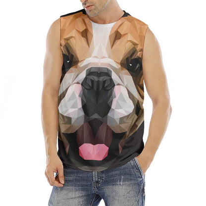 Geometric English Bulldog Print Men's Fitness Tank Top
