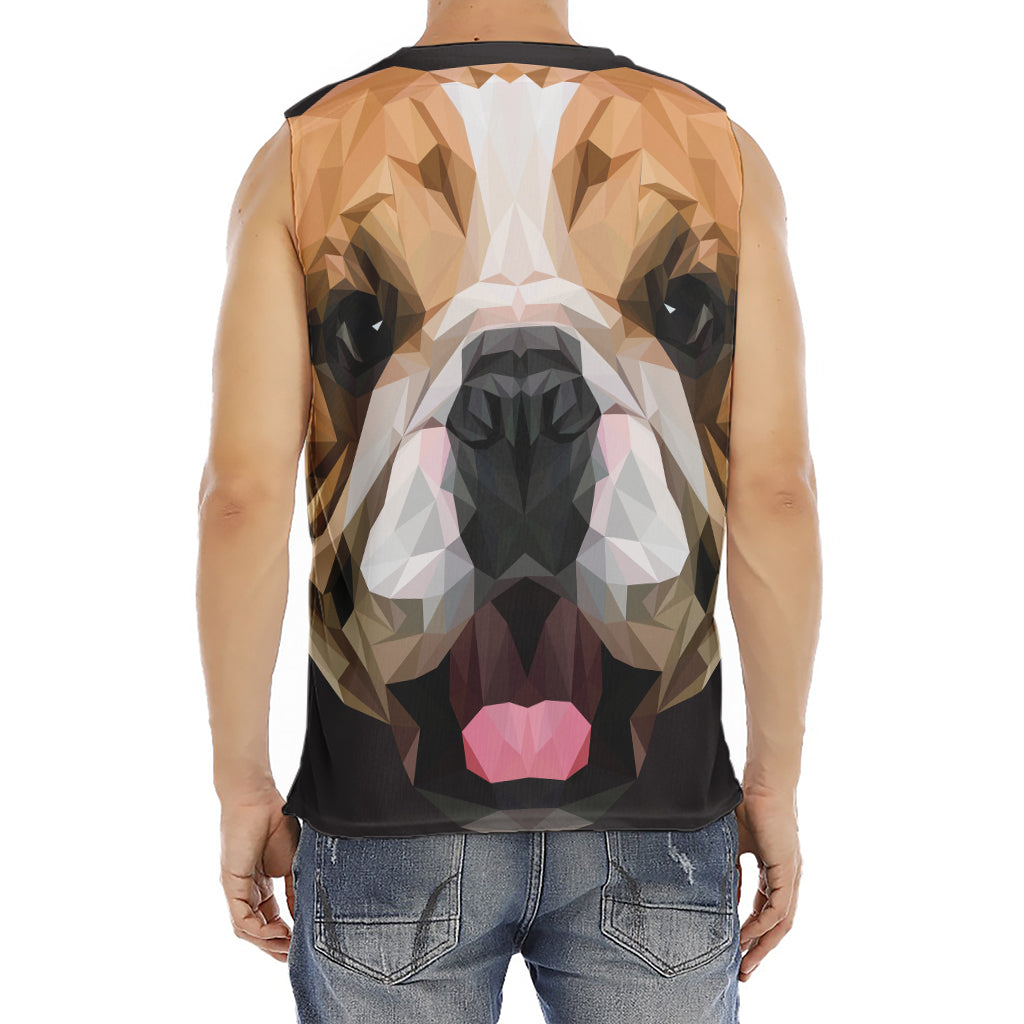 Geometric English Bulldog Print Men's Fitness Tank Top