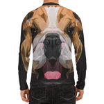 Geometric English Bulldog Print Men's Long Sleeve Rash Guard