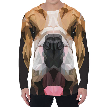 Geometric English Bulldog Print Men's Long Sleeve T-Shirt