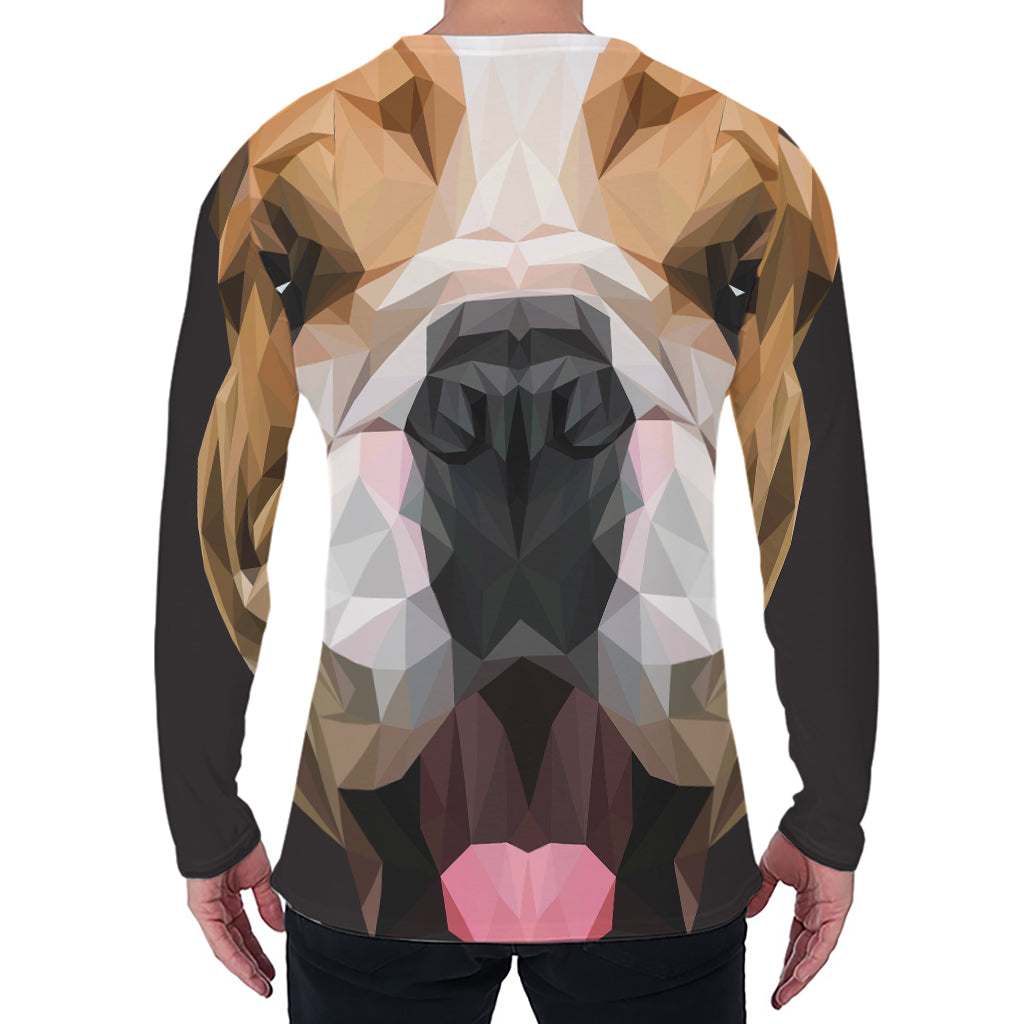 Geometric English Bulldog Print Men's Long Sleeve T-Shirt