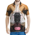 Geometric English Bulldog Print Men's Polo Shirt