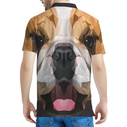 Geometric English Bulldog Print Men's Polo Shirt