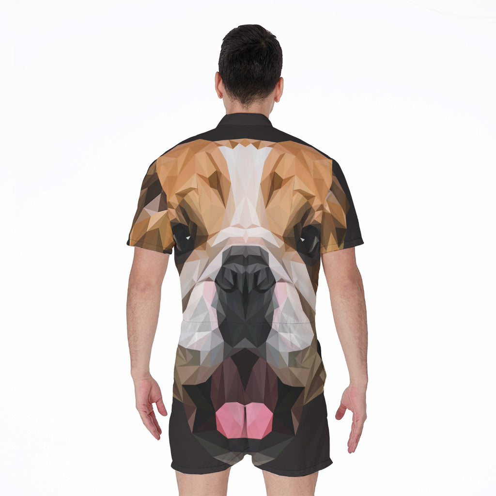 Geometric English Bulldog Print Men's Rompers