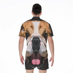 Geometric English Bulldog Print Men's Rompers
