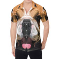 Geometric English Bulldog Print Men's Shirt