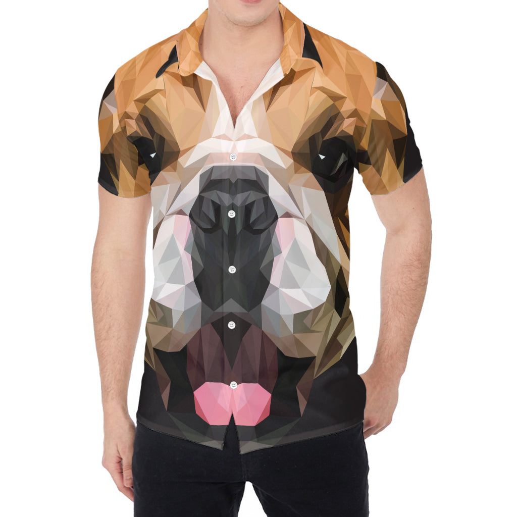 Geometric English Bulldog Print Men's Shirt