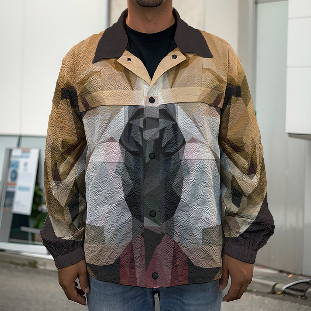 Geometric English Bulldog Print Men's Shirt Jacket