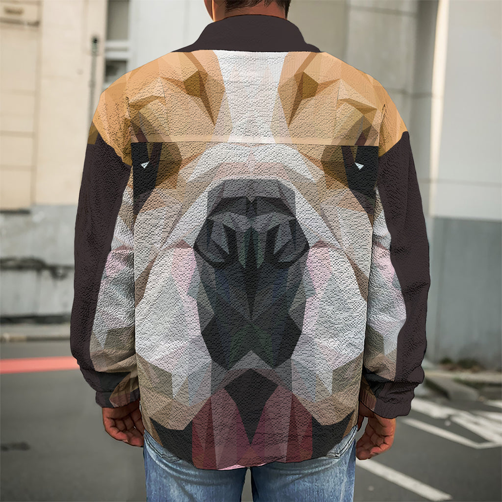 Geometric English Bulldog Print Men's Shirt Jacket