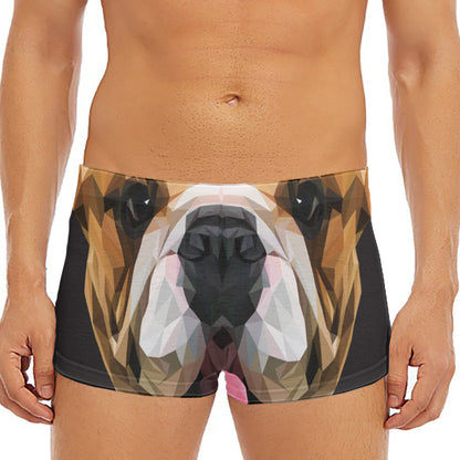 Geometric English Bulldog Print Men's Short Boxer Briefs