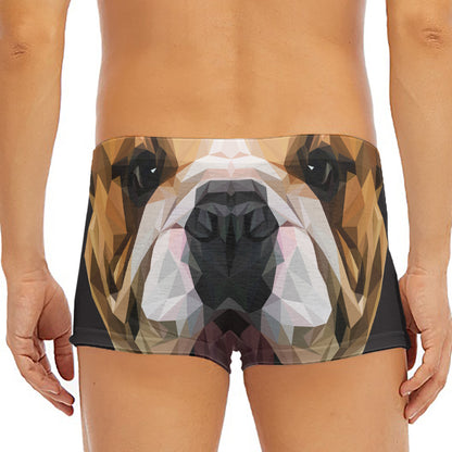 Geometric English Bulldog Print Men's Short Boxer Briefs