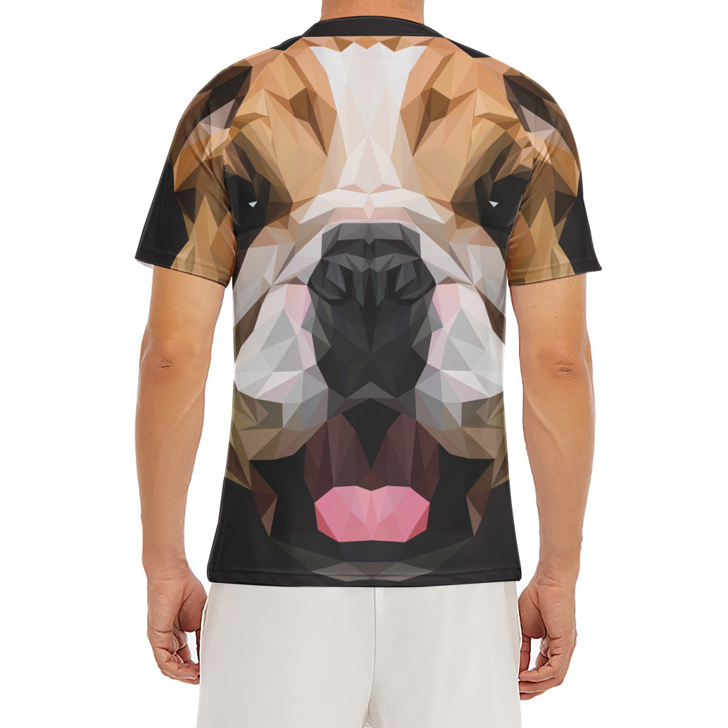 Geometric English Bulldog Print Men's Short Sleeve Rash Guard